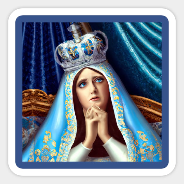 3D Look Artificial Intelligence Art of our Sorrowful Mother Mary our Heavenly Queen in Prayer Sticker by Artist4God